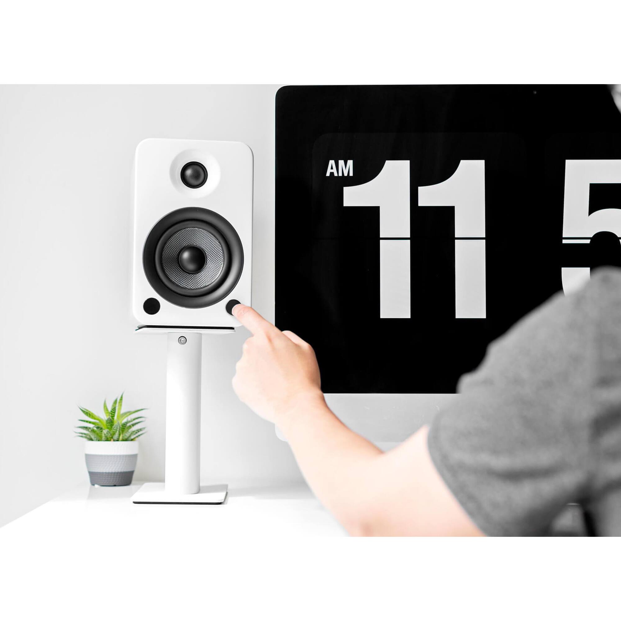 Alt View 5. Kanto - 9" Universal Desktop Speaker Stands with Cable Management, Pair - White.