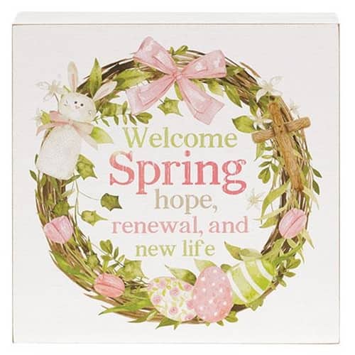 BreeBe - *Welcome Spring Easter Wreath Box Sign - Multi