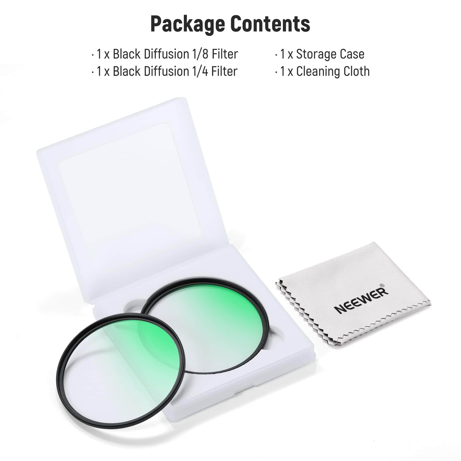 Neewer 72mm 2 Pack Diffusion Filter Set, 1/4 & 1/8, Mist Cinematic
