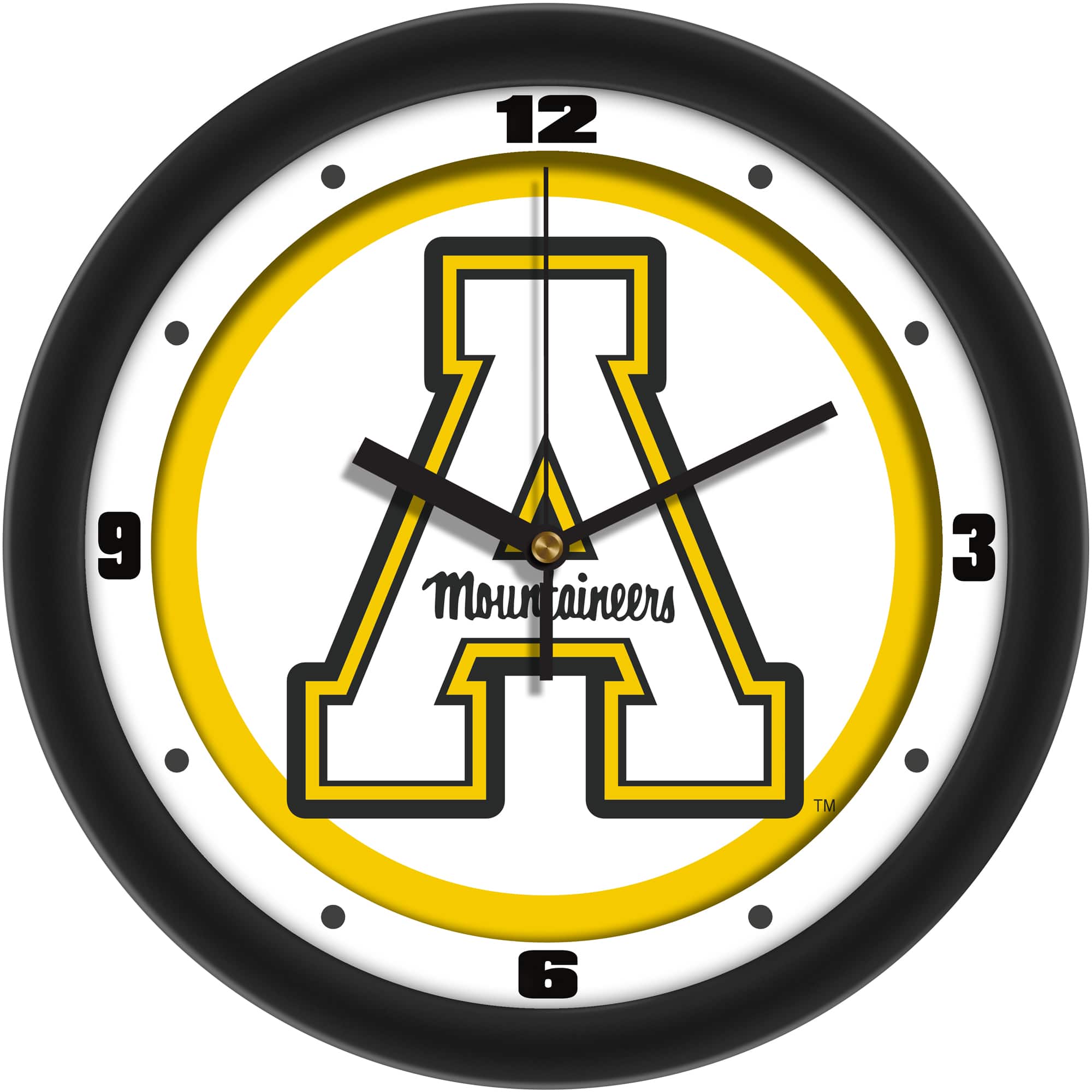 MpDirect - Appalachian State Mountaineers 11.5'' Suntime Premium Glass Face Traditional Logo Wall Clock - Multicolor