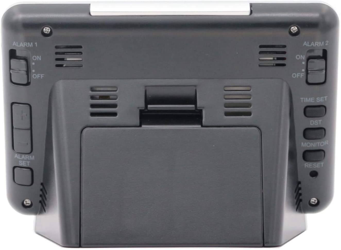 ALARM 1  
ON  
OFF  

ALARM 2  
ON  
OFF  

ALARM SET  

TIME SET  
DST  

MONITOR  
RESET