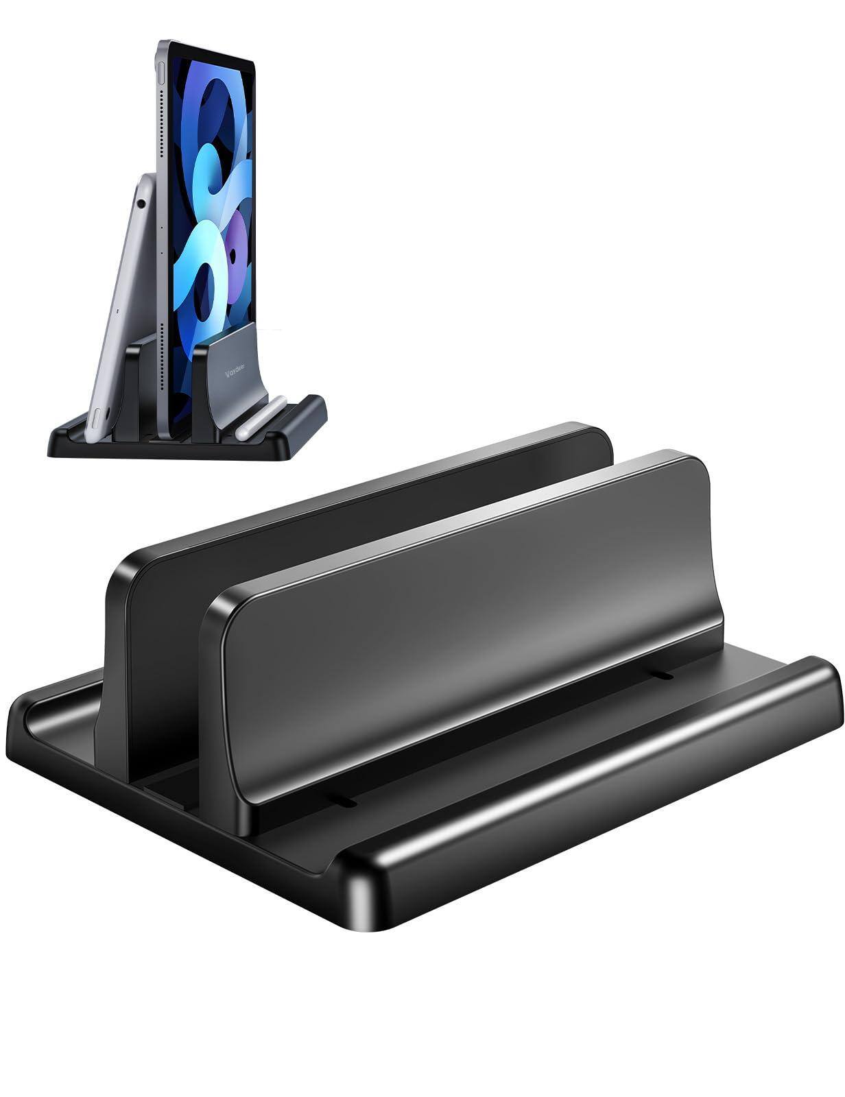 Angle. ThinkLink Electronic - Vertical Laptop Stand Holder Organizer Plastic Adjustable Desktop Notebook Dock Space-saving All Macbook Pro - Black.