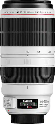 Front. Canon - EF100-400mm F4.5-5.6L IS II USM Telephoto Zoom Lens for EOS DSLR Cameras - White.