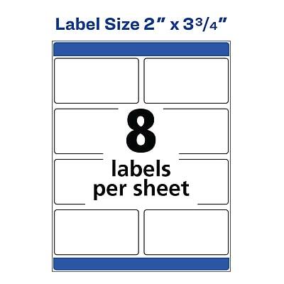 Label Size 2" x 3¾"  
8 labels per sheet
