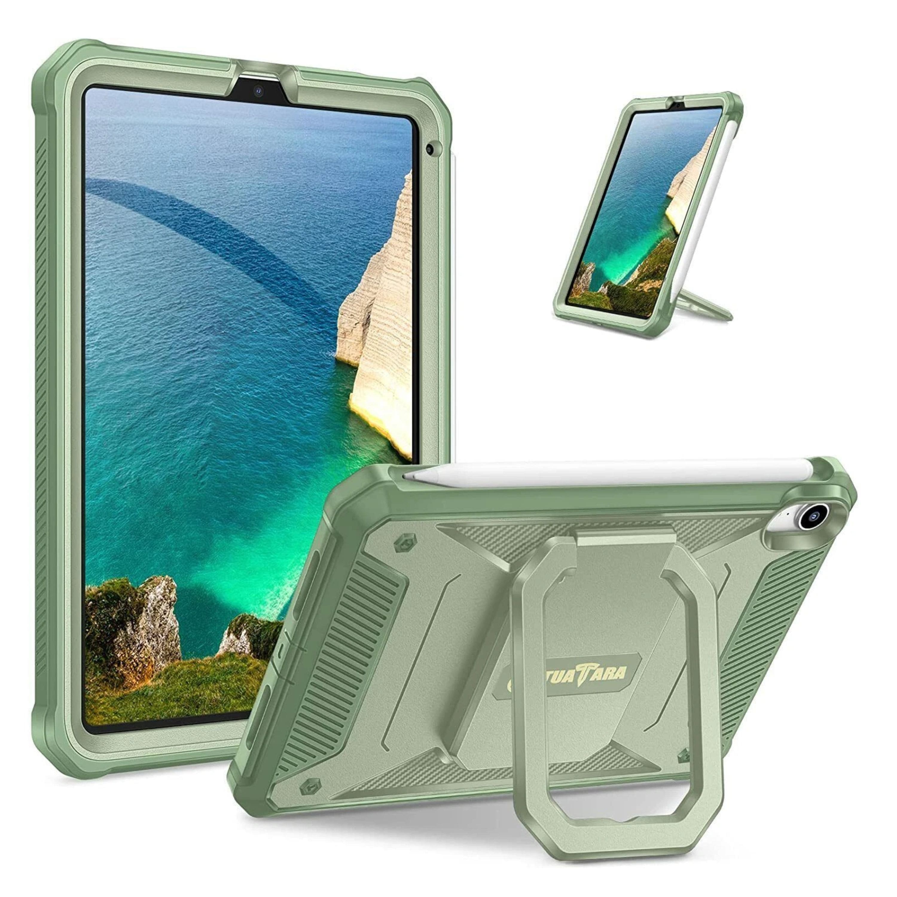 Kitcheniva - Rotating Shockproof Rugged Case With Built-in Screen Protector For iPad Mini 7 (A17 Pro) 2024/iPad Mini 6 - Sage Green