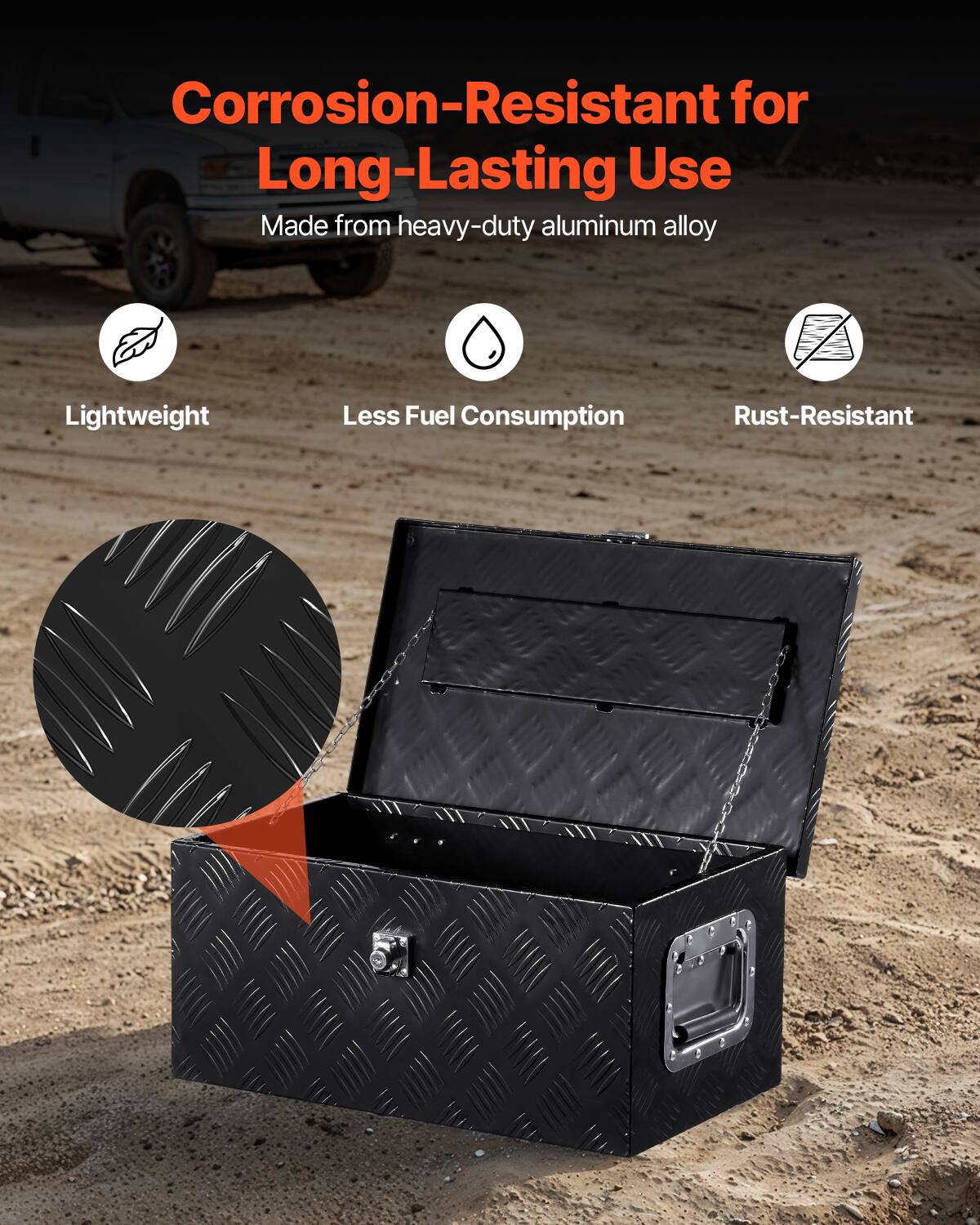 Corrosion-Resistant for Long-Lasting Use  
Made from heavy-duty aluminum alloy  

- Lightweight  
- Less Fuel Consumption  
- Rust-Resistant