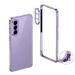 Dteck - Metal Frame Heat Dissipation Rugged Shockproof Bumper Frame Phone Case with Lens Cover For Samsung Galaxy A37 5G - Purple