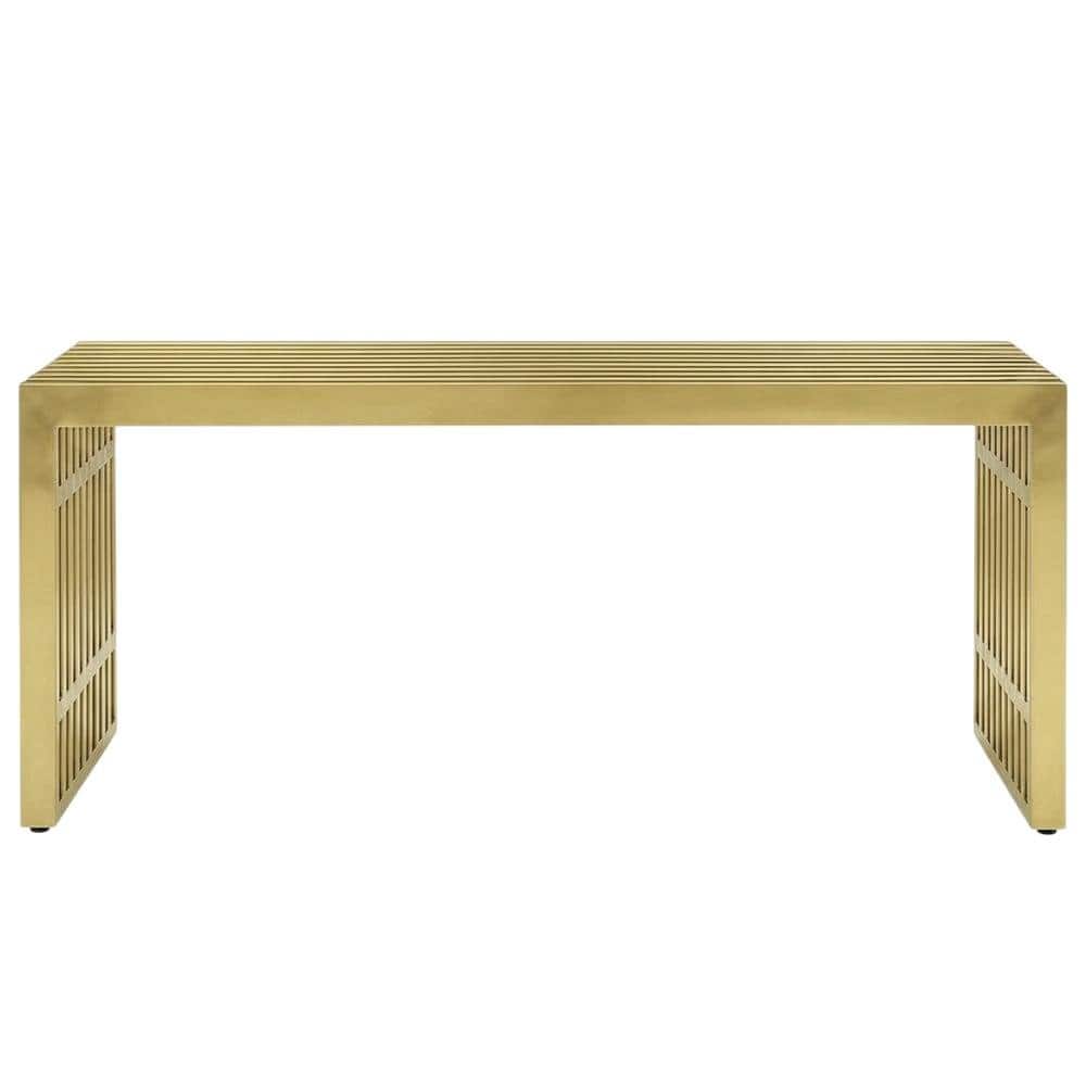 FurniFact - Medium stainless steel bench with durable construction and sleek design - Gold