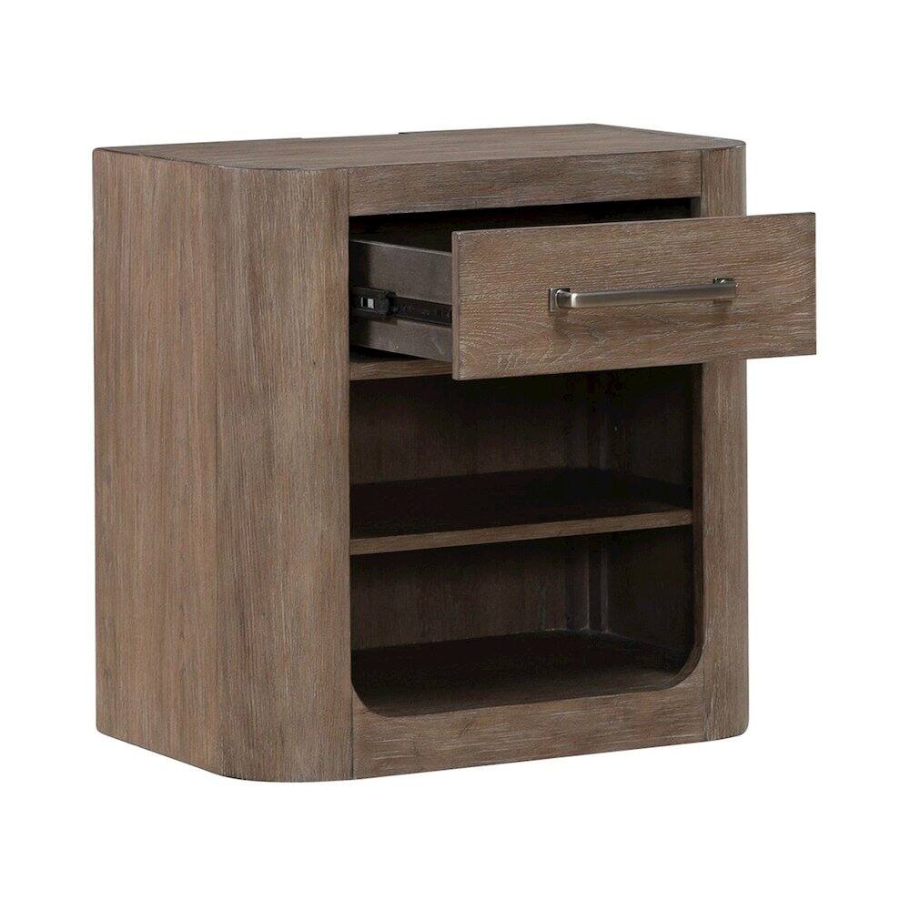 Front. Liberty Furniture Industries - Open Nightstand with AC USB Charging Station Station - Burnished Clay Wood - Burnished Clay.