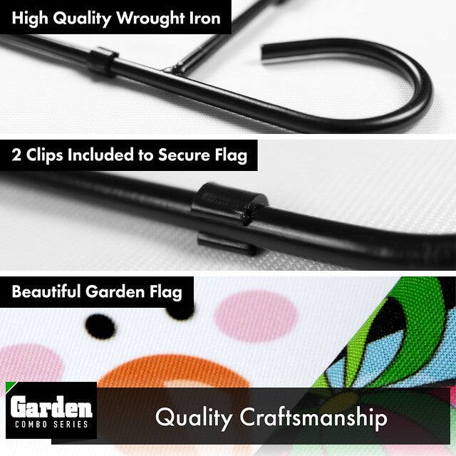 High Quality Wrought Iron  
2 Clips Included to Secure Flag  
Beautiful Garden Flag  
Quality Craftsmanship  

Garden COMBO SERIES