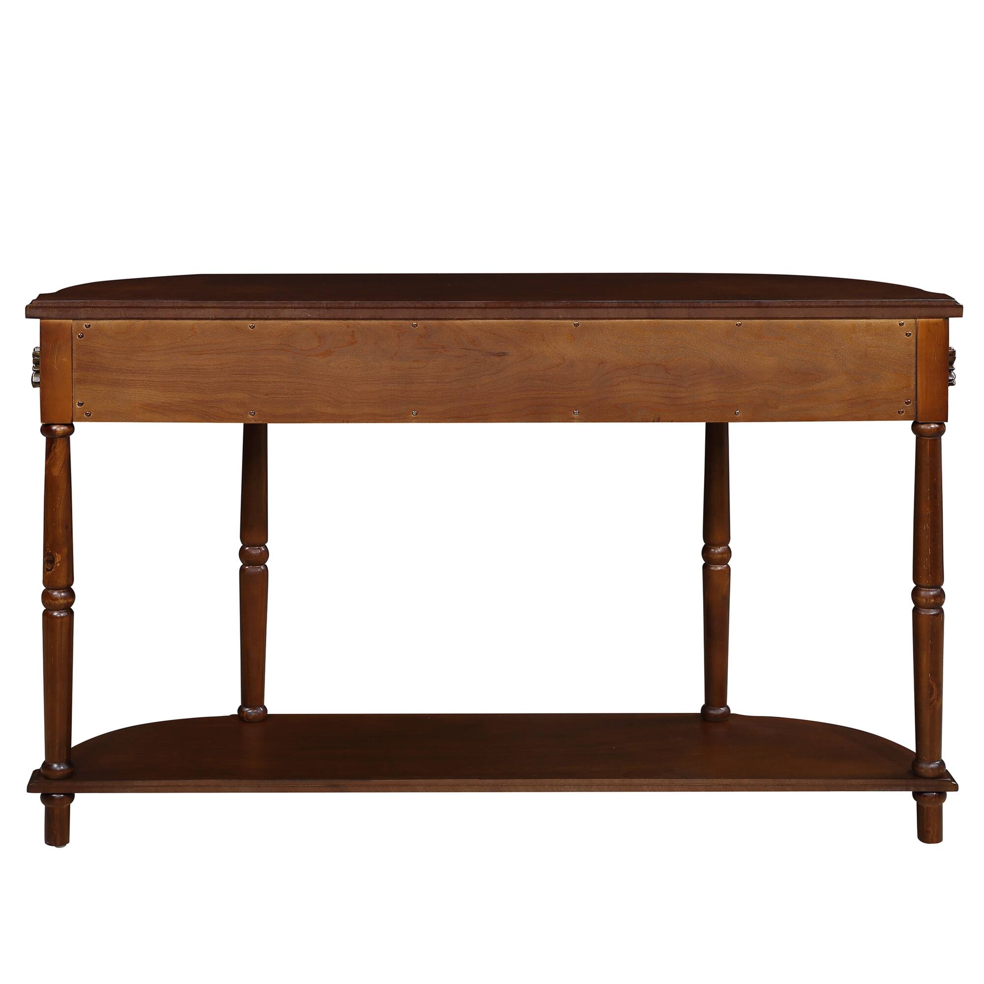 Alt View 4. GOODSILO - Retro Curved Wood Console Table with Open Shelf and Drawers Half Moon Sofa Table Solid Wood Entry Table - Cherry.