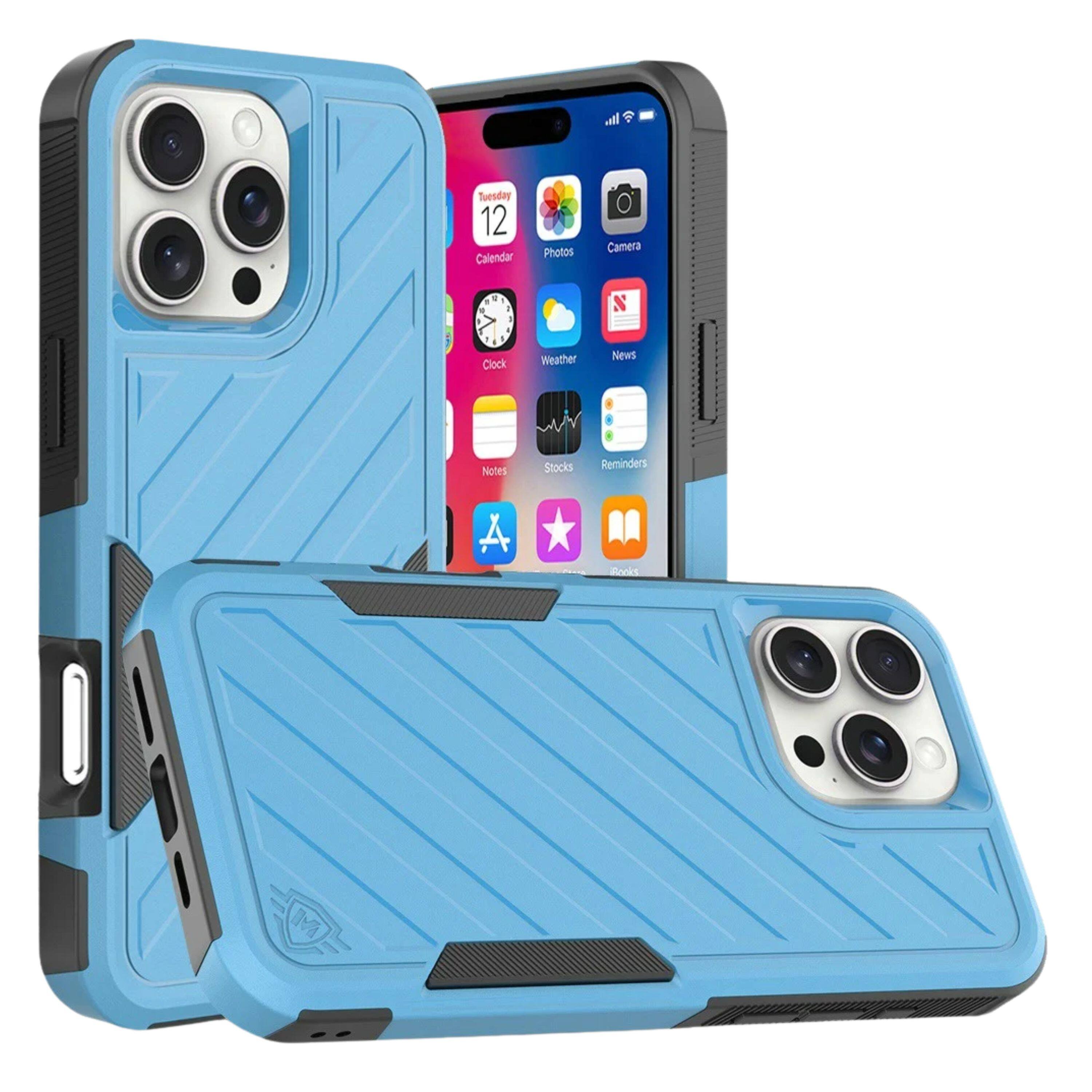 Kitcheniva - Shockproof Dual Layer Lined Phone Case With Tempered Glass For iPhone 16 Pro Sky Blue Black - Sky Blue/Black price history on PriceWatchPro