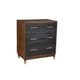 Alpine Furniture - Belham 3 Drawer Small Chest - Two Tone - Dark Walnut & Black