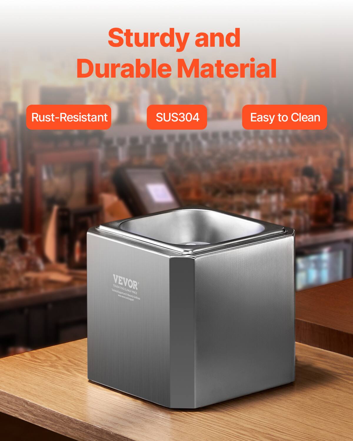 Sturdy and Durable Material  
Rust-Resistant  
SUS304  
Easy to Clean  

VEVOR  
TOUGH TOOLS AT FAIR PRICE