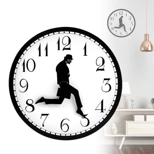 DORLUKFU - Ministry of Silly Walks Clock, 10’‘ Comedy Creative Inspired Ministry of Monty Python Silly Walk Wall Clock, No-Ticking - As Picture Show