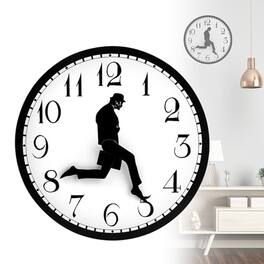 DORLUKFU - Ministry of Silly Walks Clock, 10’‘ Comedy Creative Inspired Ministry of Monty Python Silly Walk Wall Clock, No-Ticking - As Picture Show