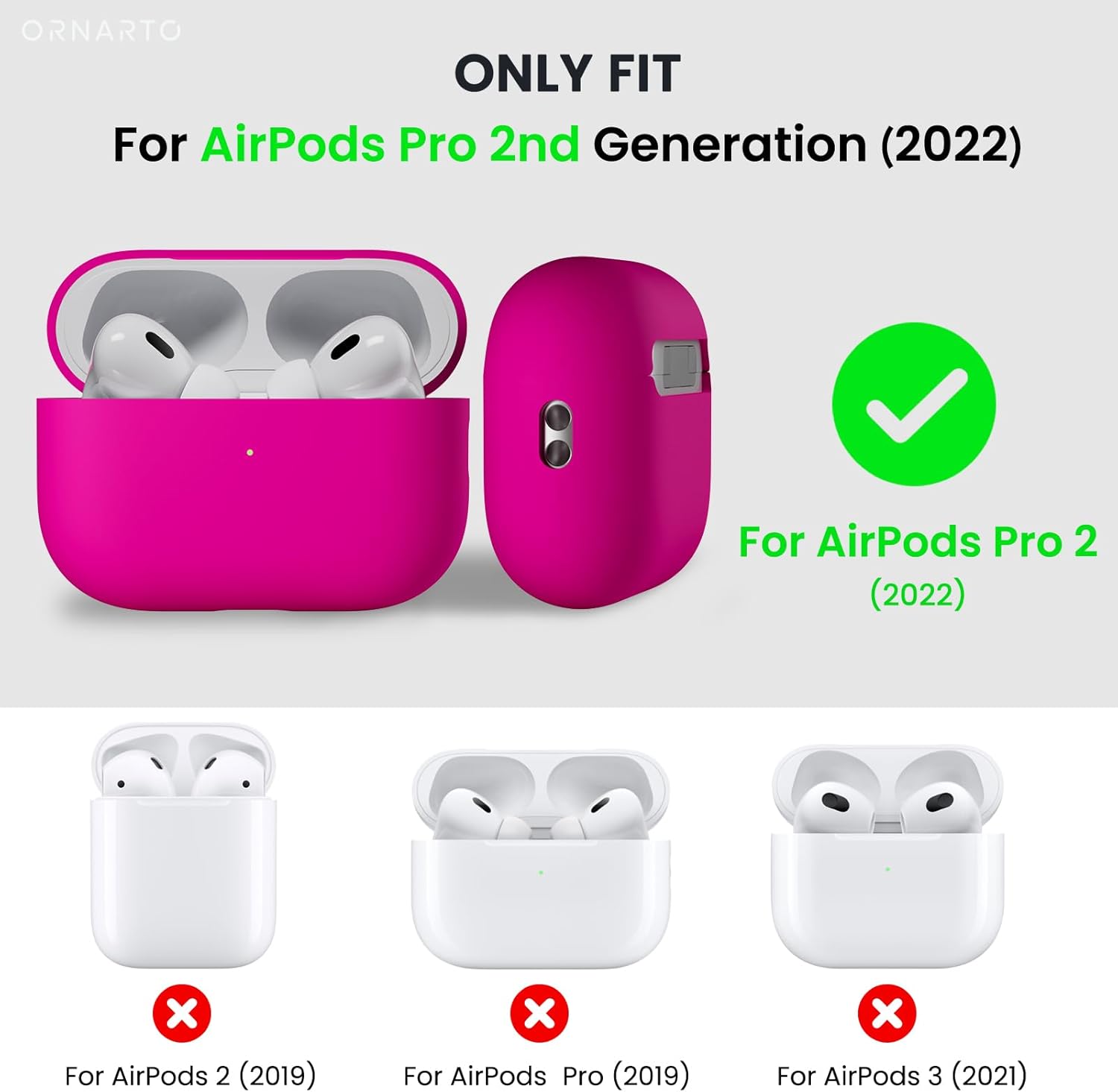 The text on the image is grouped and corrected as follows:

"Only Fit For AirPods Pro 2nd Generation (2022) For AirPods Pro 2 (2022) For AirPods 2 (2019) For AirPods Pro (2019) For AirPods 3 (2021)"