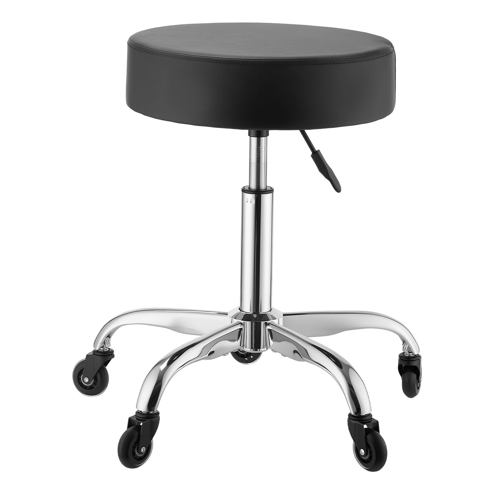 Alt View 5. VEVOR - Rolling Stool with Wheels, 500 lbs Weight Capacity, Height Adjustable, Quiet Casters, Thick Cushion Ergonomic PU Leather - Black.