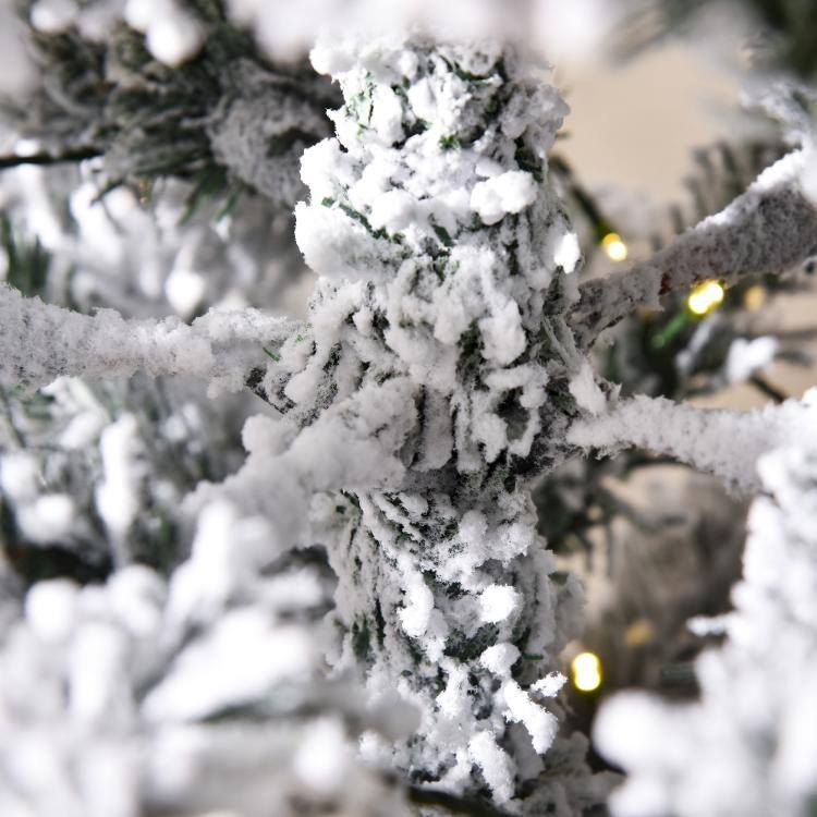 Alt View 9. PULUZ - 6ft Pre-Lit Snow-Flocked Slim Douglas Fir Artificial Christmas Tree with Realistic Branches, 250 LED Lights and 462 Tips - Green.