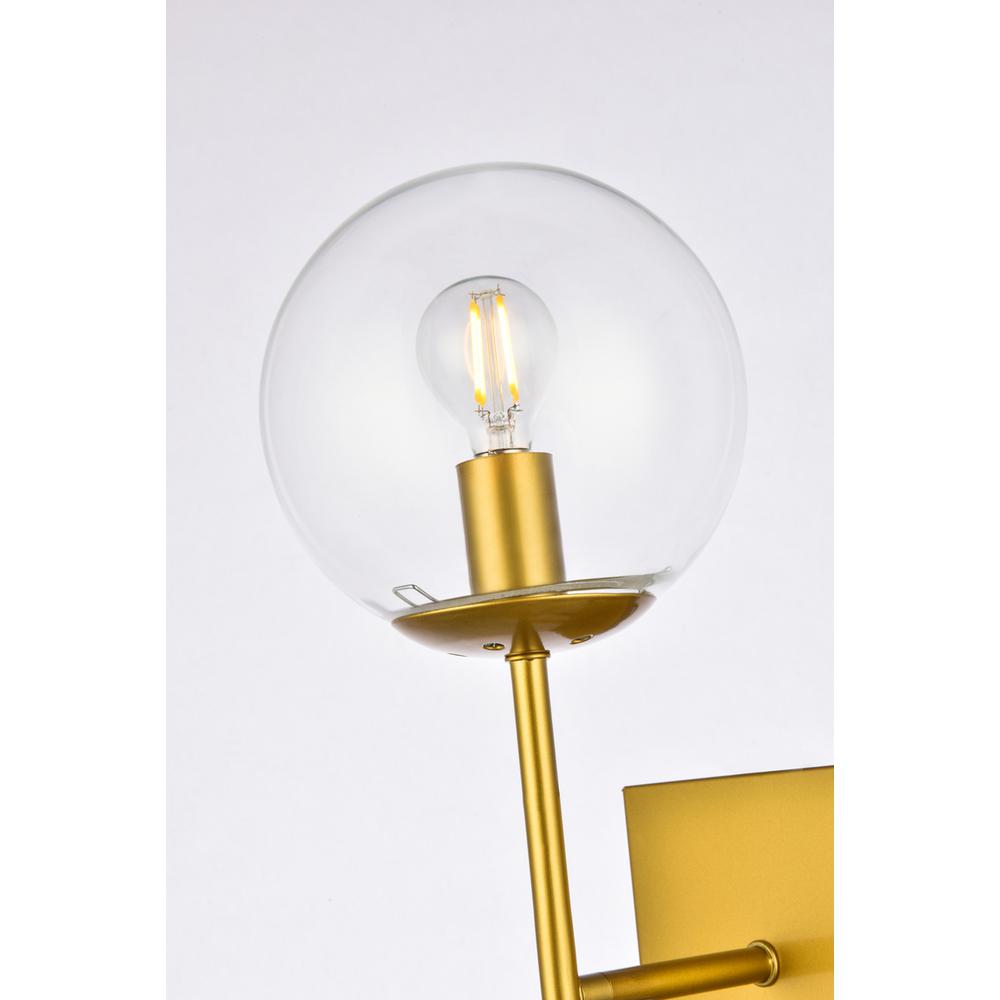 Alt View 3. Living District - Neri 2 lights brass and clear glass wall sconce - Brass And Clear.