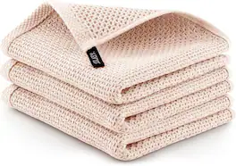 Zulay Kitchen - Reusable Kitchen Towels 3 Pack 100% Cotton Waffle Weave - 12x12” Super Absorbent Dish Towels