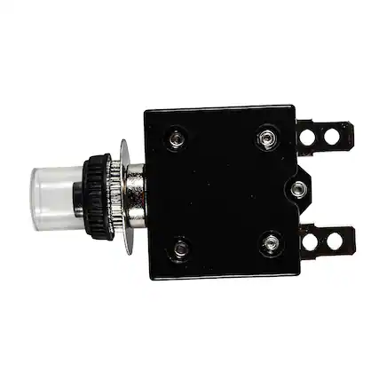 Front. HQRP - Thermal Circuit Breaker Switch 25 A Push-Button Reset, UL Listed, 125/250 VAC, 32 VDC, Waterproof Cover - black.