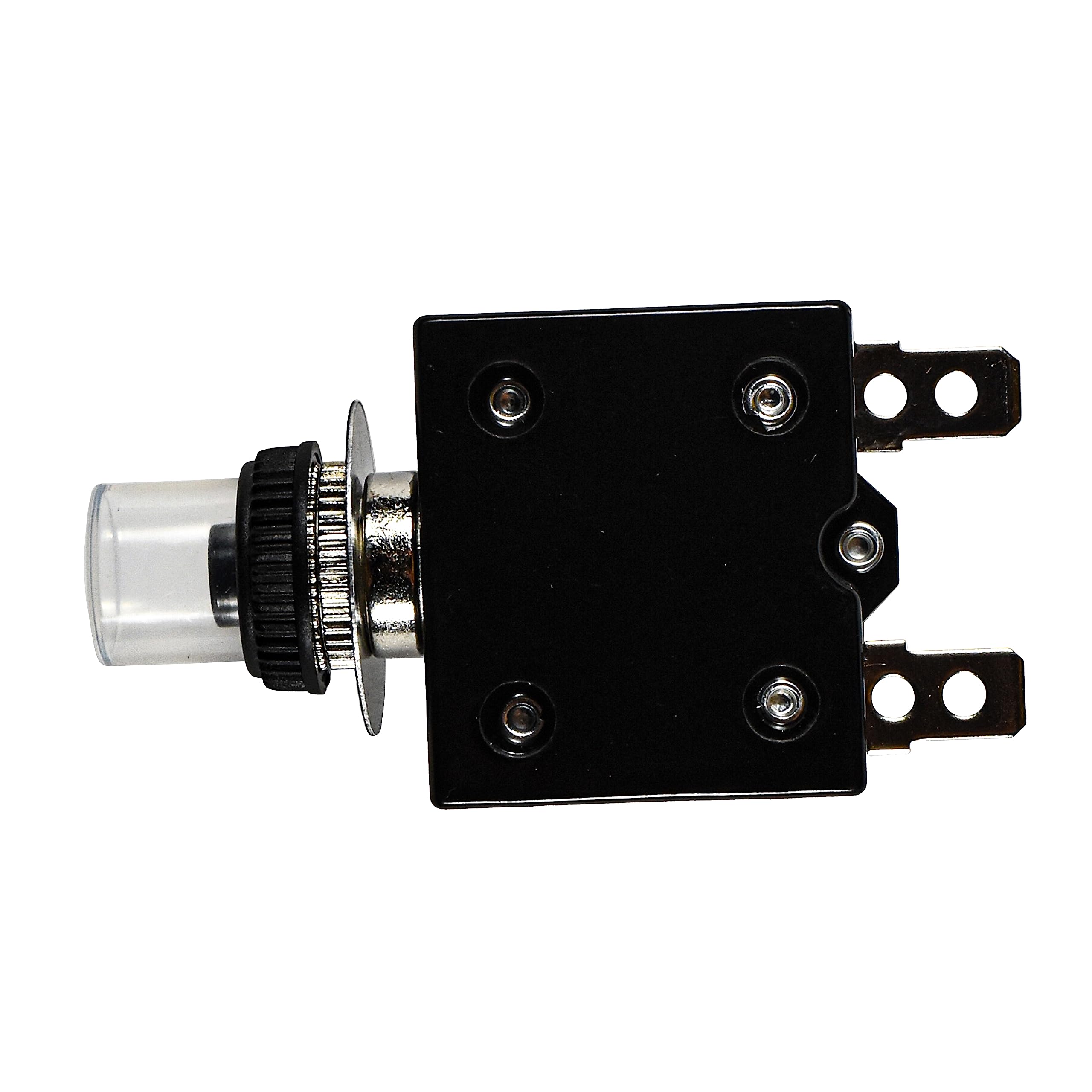 Front. HQRP - Thermal Circuit Breaker Switch 25 A Push-Button Reset, UL Listed, 125/250 VAC, 32 VDC, Waterproof Cover - black.