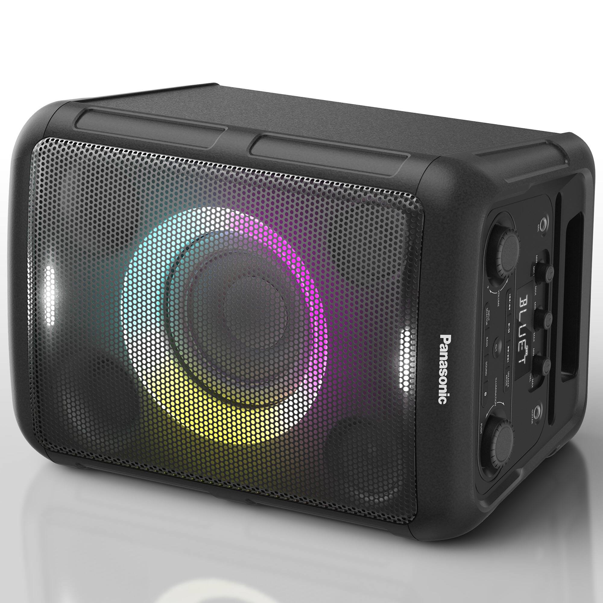 The Panasonic PIE-I speaker is a compact and portable device that offers a high-quality audio experience. It features a colorful light display, which adds a touch of visual appeal to the device. The speaker is equipped with a built-in amplifier and a subwoofer, providing a powerful and balanced sound. The PIE-I speaker is ideal for use in various settings, such as homes, offices, or outdoor events, and its sleek design makes it easy to transport and set up.