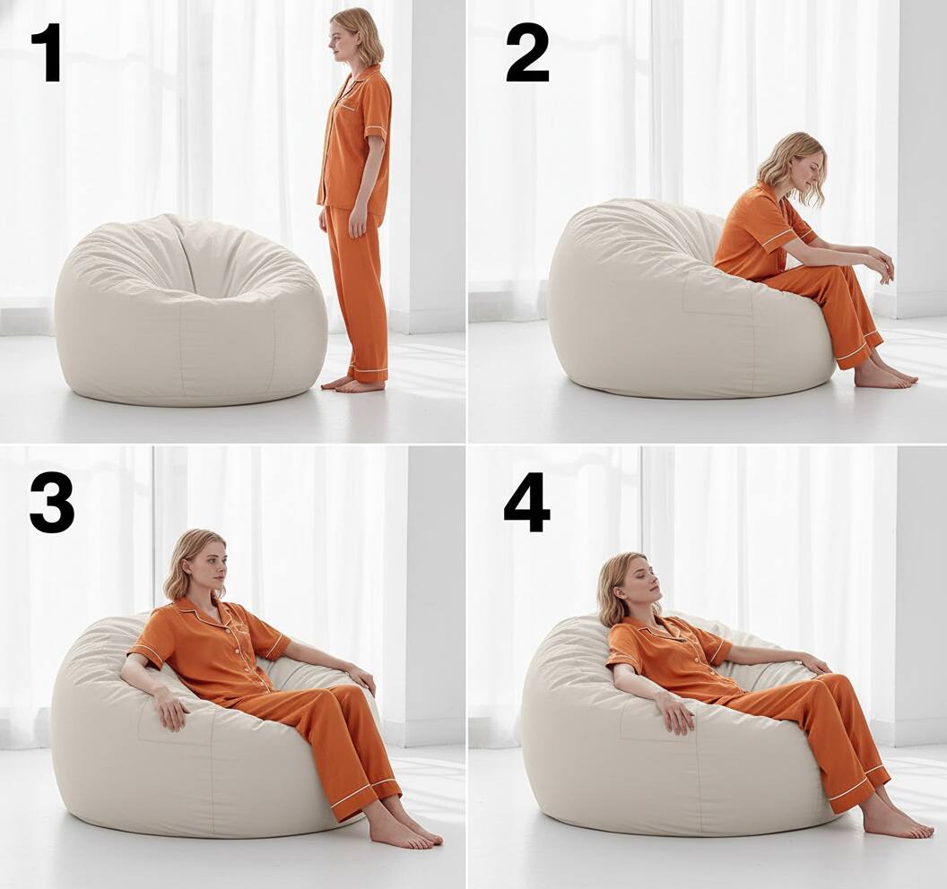 Alt View 4. AOITUN - Large 39" Adult Bean Bag Chair, Cream Waterproof Faux Leather Gaming Lounger with Storage Pocket - Gray.