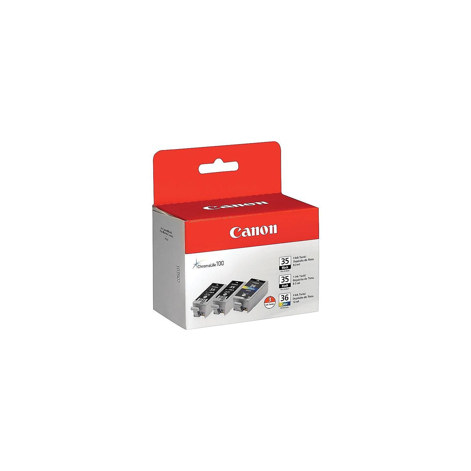 Canon 35/36 and Color Standard Yield Ink Cartridge, 3/Pack