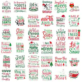 Paradigms Interiors - 36 Christmas Iron On Transfers Funny Appliques Heat Vinyl Cute Decals For Clothes Shirt Bag Pillow Covers D - Funny Style