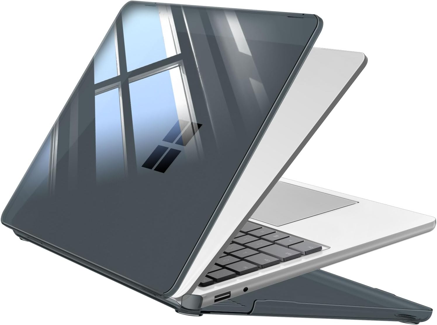 Front. Fintie - Case for 13 inch Microsoft Surface Laptop (2025 2026) Model: 2095, Protective Slim Fit Snap-On Hard Shell Cover - Crystal Black.