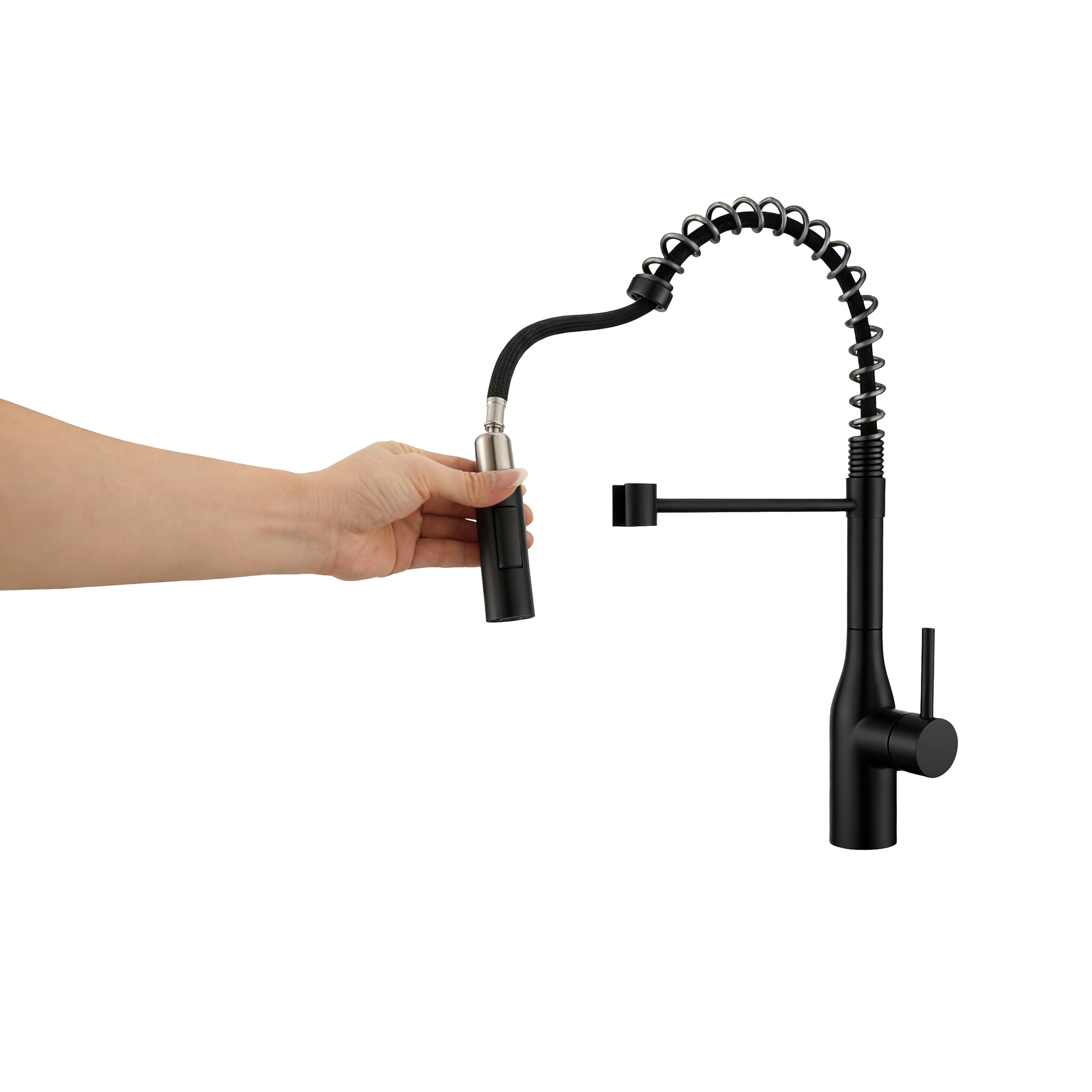 Angle. Bothwa Home - Spring 19.5 - Inch Kitchen Faucet - Matt Black.