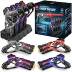 - M bcp RECHARGEABLE LASER TAG SET ages 8+ 2-4 players
- OCENT ntino_tnie
- NE /o V0 N - - nar 1 - a
- COMES WITH A SET OF 4 BLASTERS RECHARGEABLE with CHARGING STATION
- A 2E 11 AMeea ADSES
- a SASEN . DANK BASUEA
- SNUER