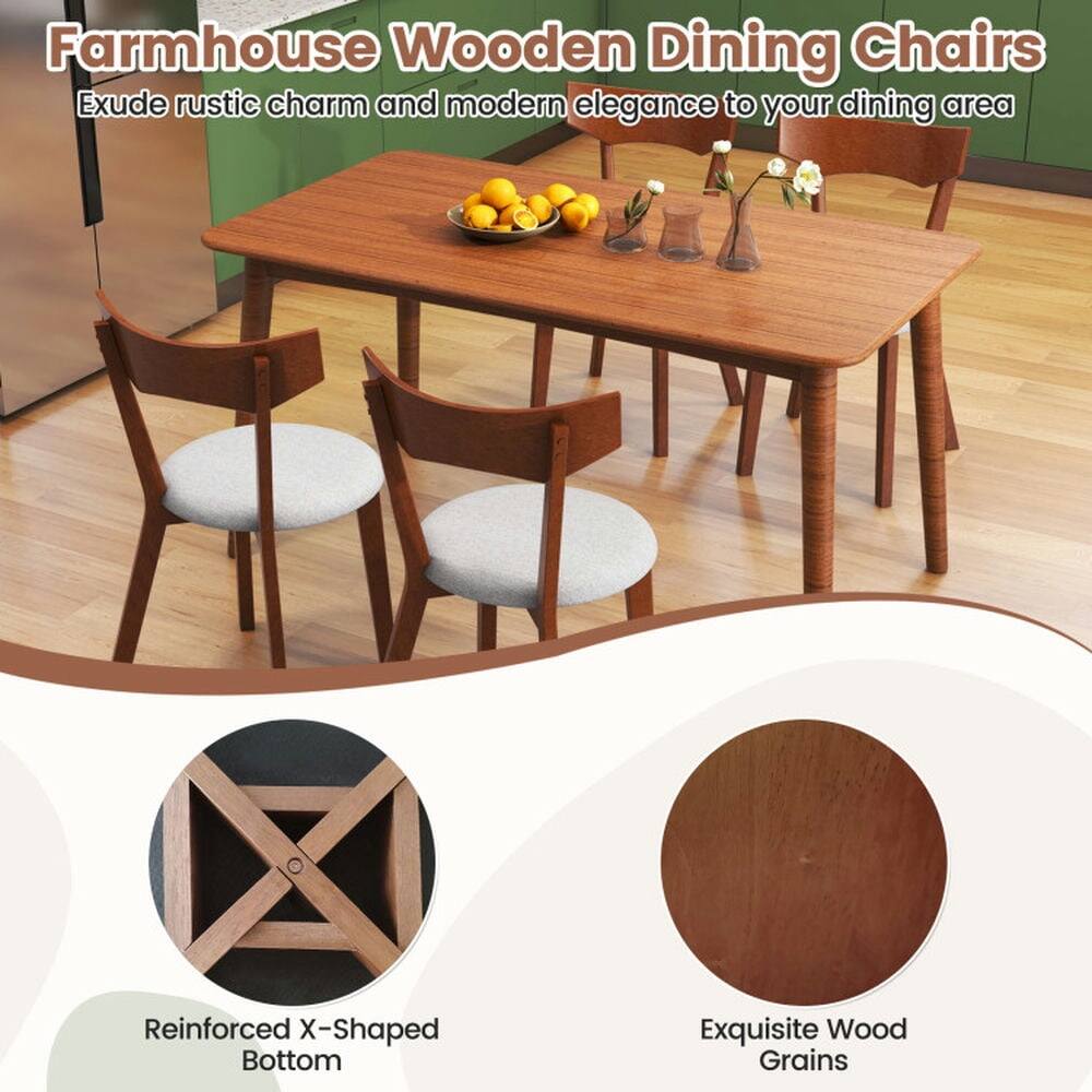 Farmhouse Wooden Dining Chairs  
Exude rustic charm and modern elegance to your dining area  

- Reinforced X-Shaped Bottom  
- Exquisite Wood Grains
