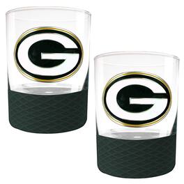 Great American Products - Bay Packers 2-Pack 14oz. Rocks Glass Set with Silcone Grip - Green