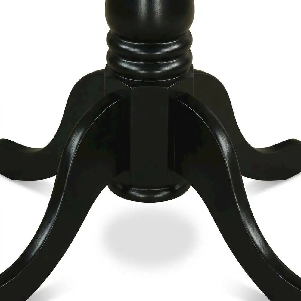 Back. FurniFact - Wood Round Kitchen Table & Chairs 5-Piece Set - Black.