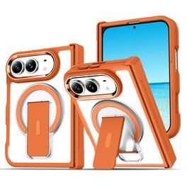 Dteck - For iPhone Duo Rugged Magnetic Case Compatible with Magsafe, Invisible Kickstand Shockproof Translucent Matte Cover - Orange