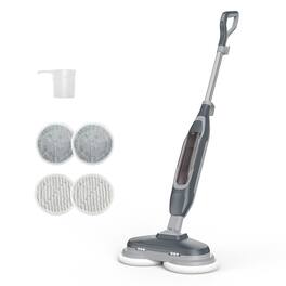 Sweetcrispy - All-in-One Steam Mop, Multi-Surface Cleaner with Rotating Pads, LED Lights, 4 Modes, Swivel Steering, 16.4 FT Cord - Gray