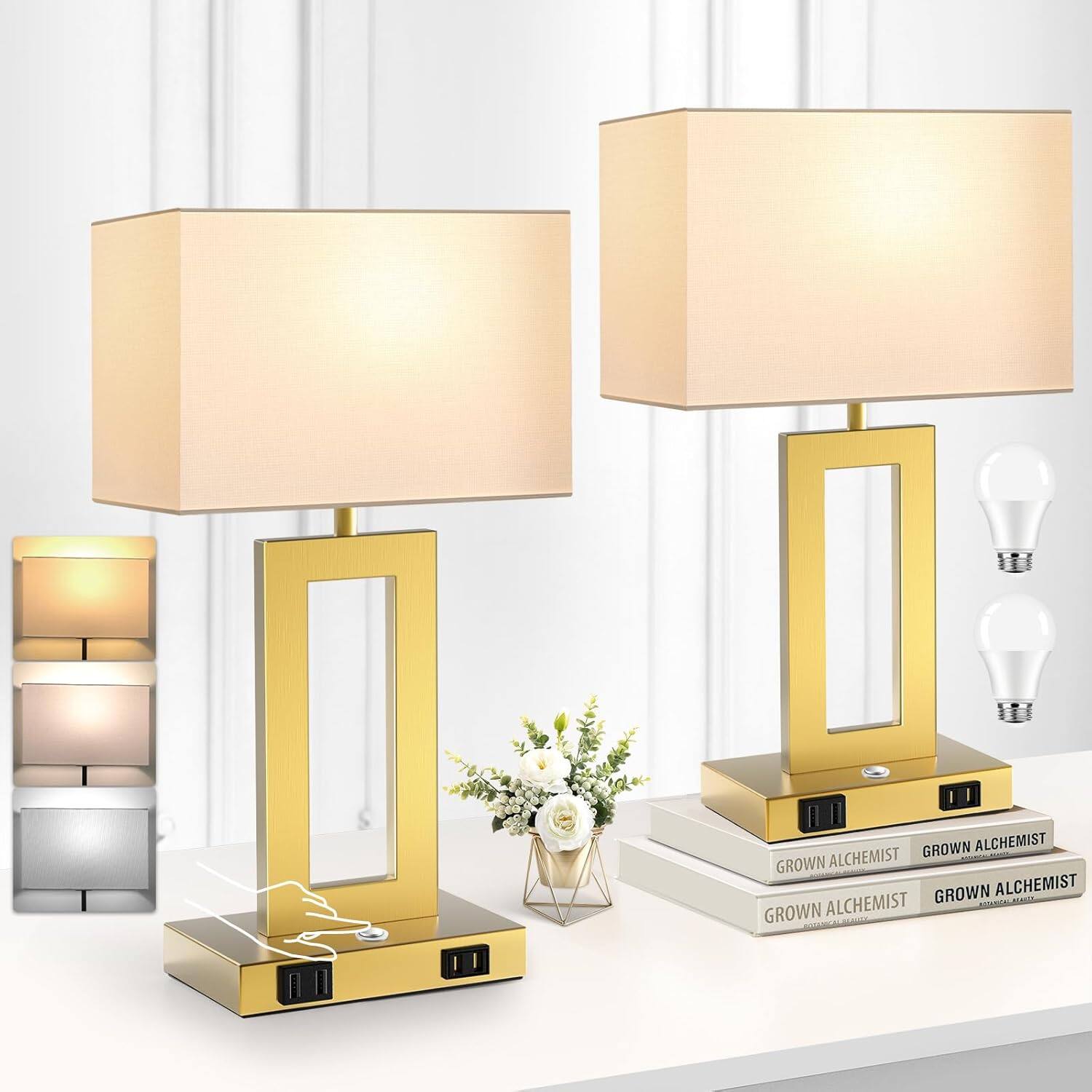 Cozy Serene White black table lamp lamp Touch USB Dimmable metal Color ...
