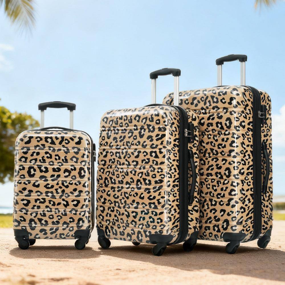 Angle. BreeBe - Hardshell Luggage Sets 3 pcs Spinner Suitcase with TSA Lock Lightweight-20'+24'+28' Luggages - Brown Leopard.