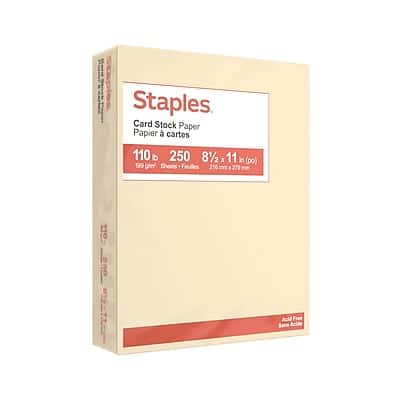 Staples - 110 lb. Cardstock Paper, 8.5" x 11", 250 Sheets/Ream - Ivory