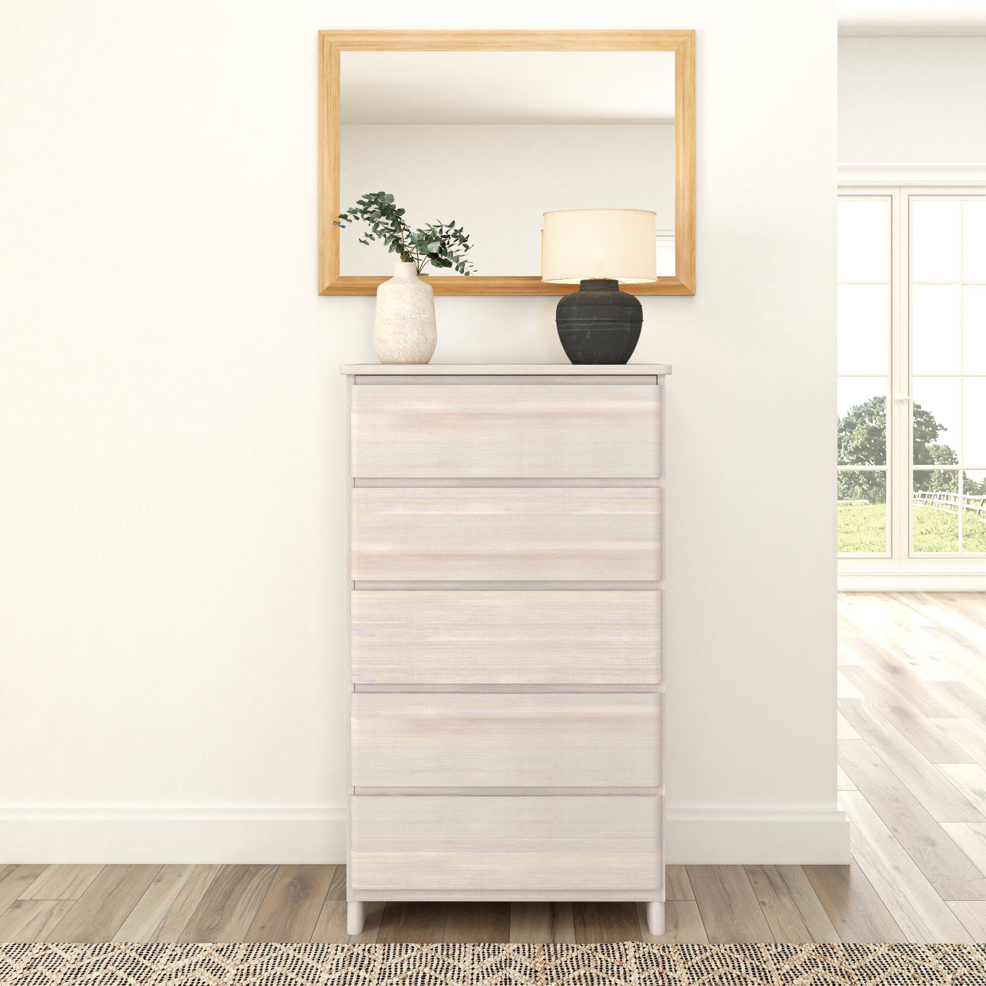 Alt View 1. Plank+Beam - Plank+Beam Modern Farmhouse 5 Drawer Dresser, Whitewash - White Wash.