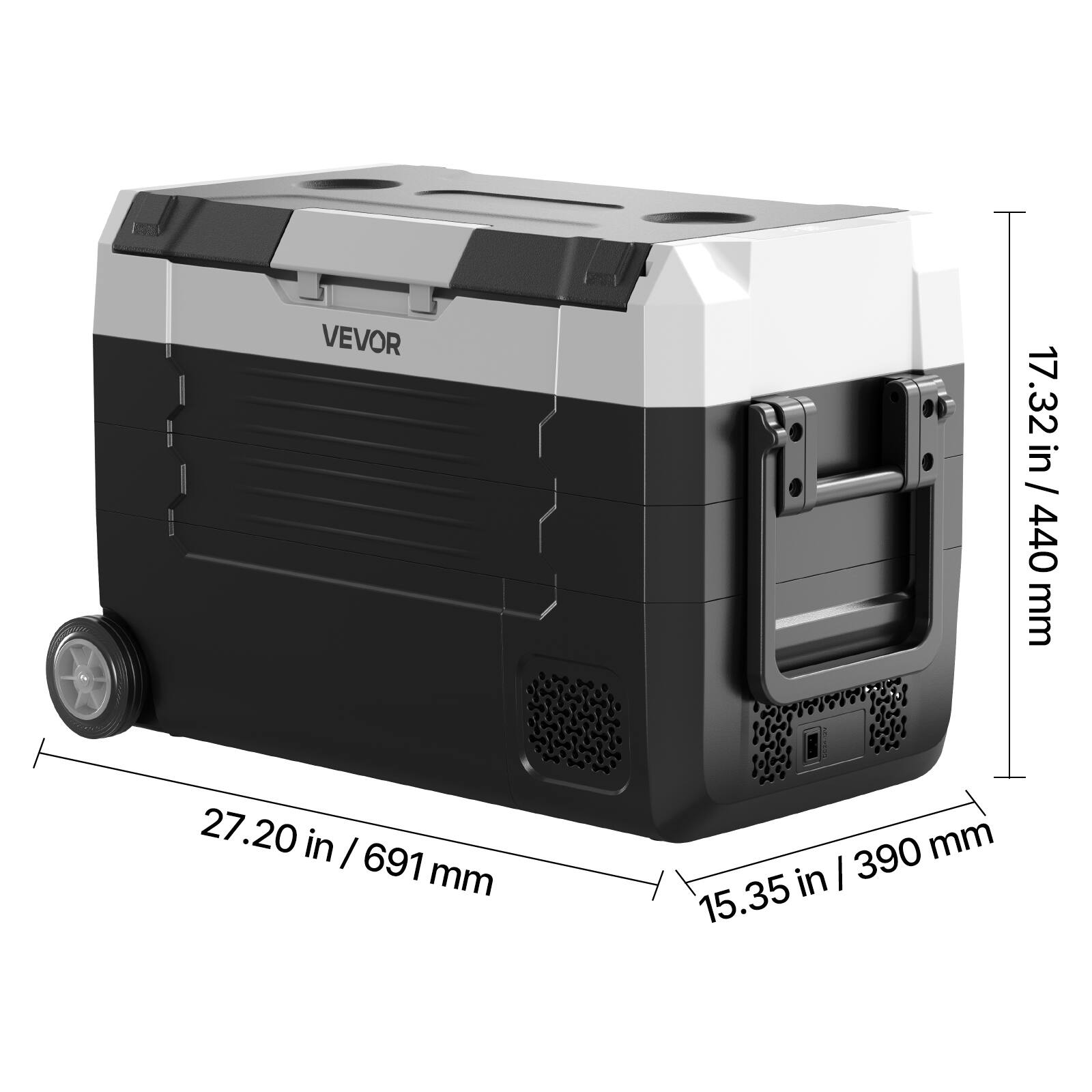 VEVOR  
17.32 in / 440 mm  
27.20 in / 691 mm  
15.35 in / 390 mm