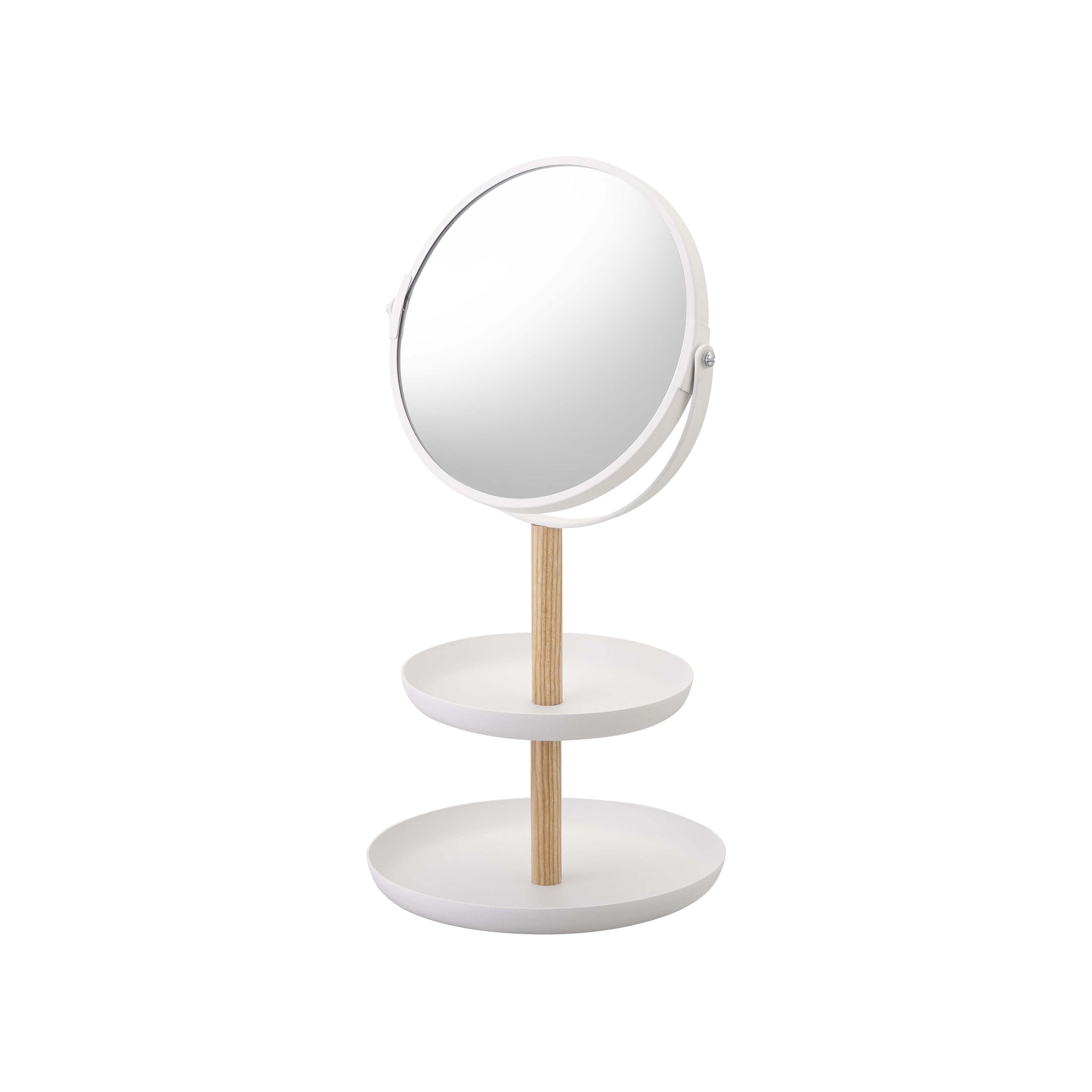 Alt View 3. Yamazaki Home - Two-Tier Jewelry Tray With Mirror - Steel + Wood - White.