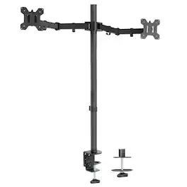 Cedar Assembly - Dual Monitor Stand Up Desk Mount Extra Tall Pole Fully Adjustable For To 27 Screens - Black 13" - 27" screens