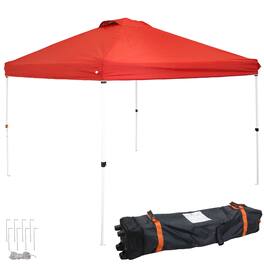 Sunnydaze - Premium Pop-Up Canopy with Rolling Bag - 12 ft x 12 ft - Red