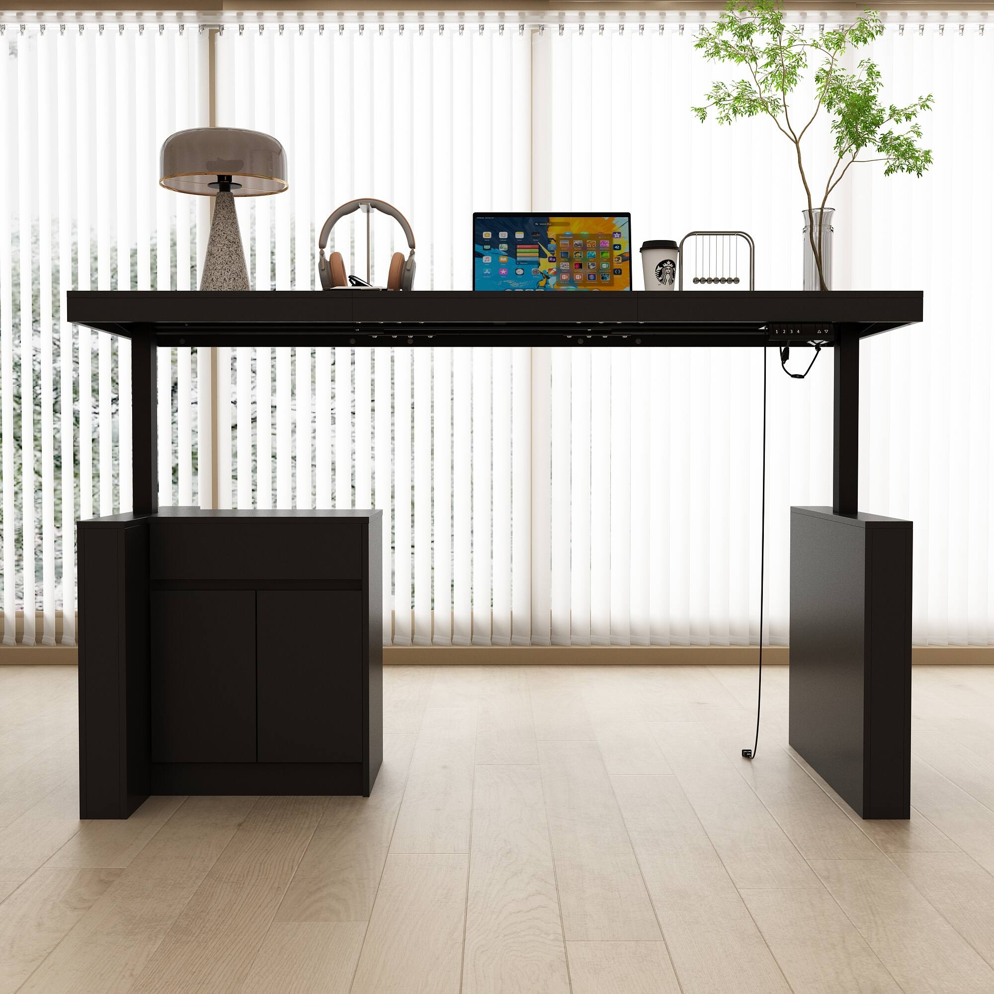 Alt View 8. Famapy - Famapy Electric Standing Desk: Adjustable Height, Smart Storage & Modern Design - Black.