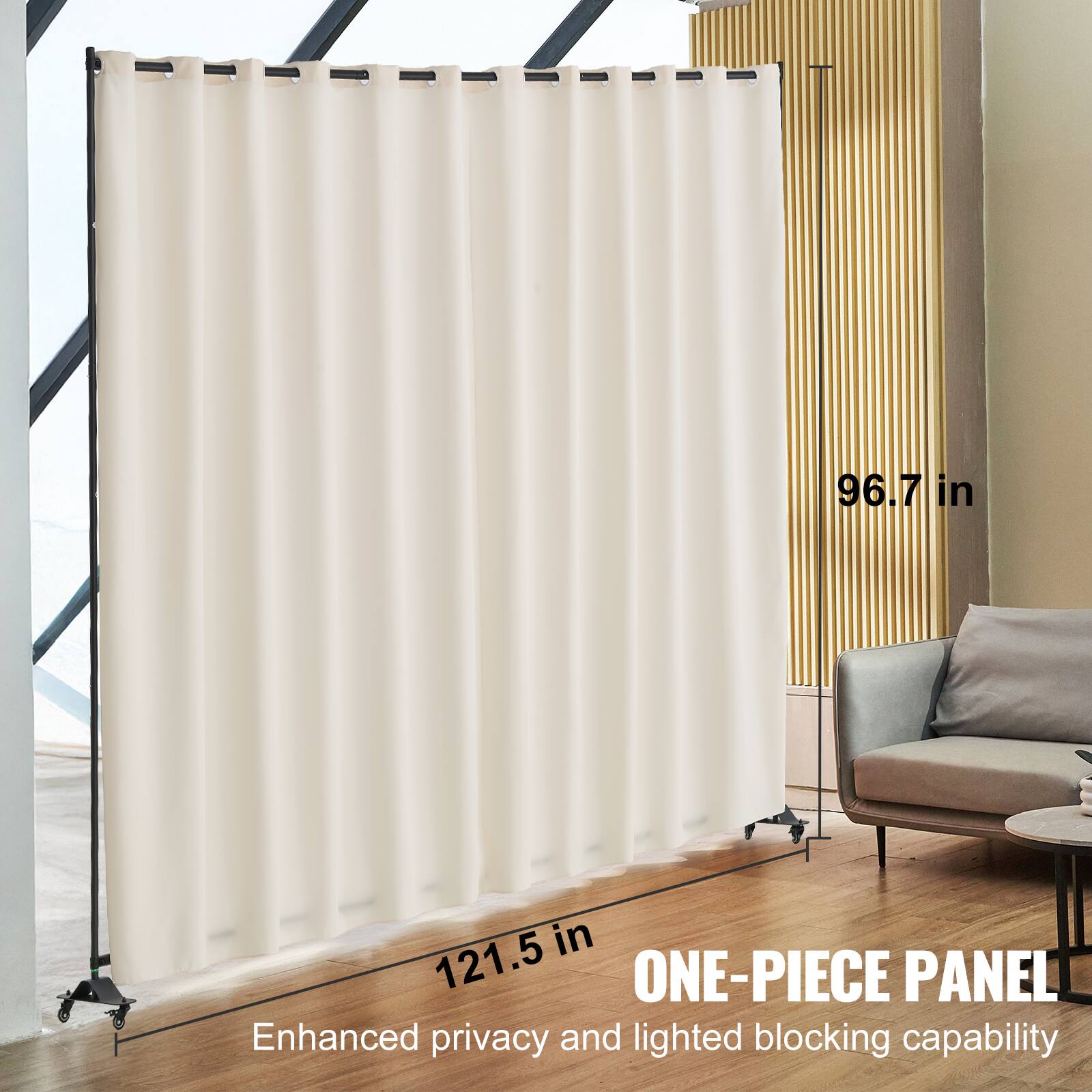 ONE-PIECE PANEL 96.7 in 121.5 in Enhanced privacy and lighted blocking capability