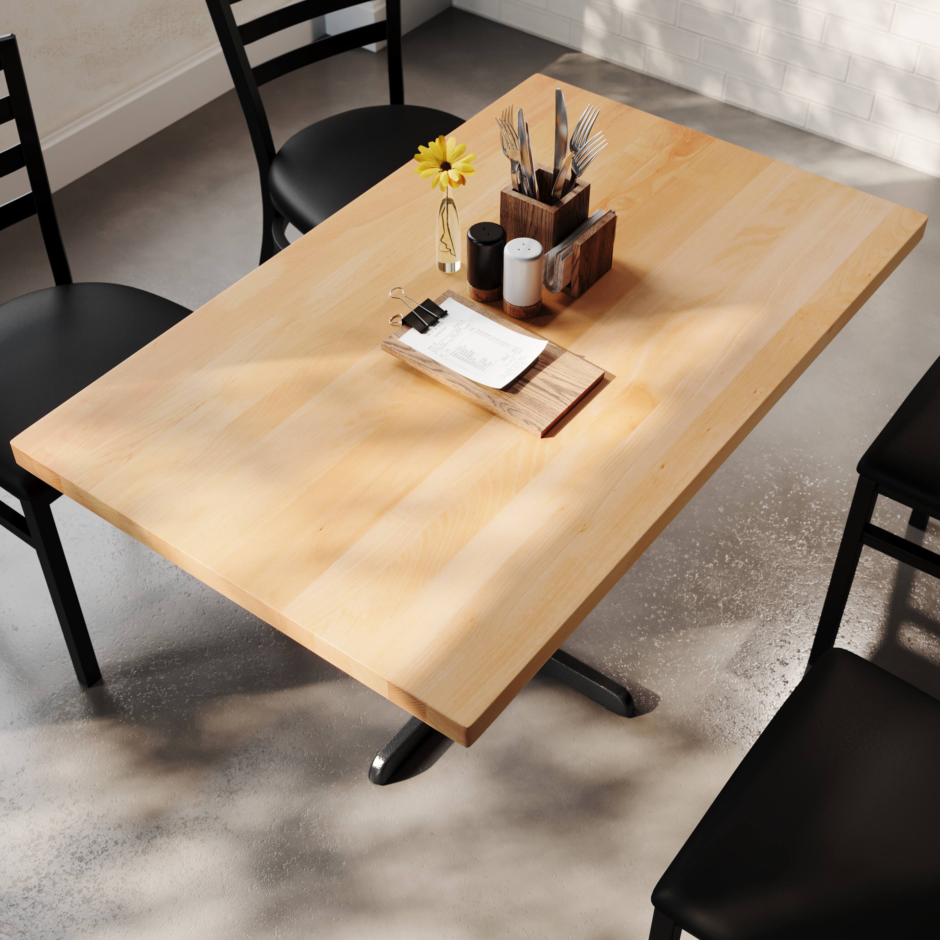 Alt View 3. Flash Furniture - Bennett 30" x 48" Solid Wood Commercial Indoor Tabletop in Natural with 23.75" x 29.5" Dining Height Rust-Resistant Blac - Natural.